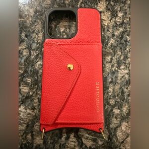 Bandolier Red Leather Phone Case iPhone 14 pro max